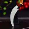 Colgante de diente de lobo de jade blanco de Hetian para hombre, artesanías de jade