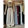 Primavera 2025 Nuevos Pantalones de Pierna Ancha con Cordón Estilo Perezoso Engrosados Forrados de Felpa Pantalones Casuales Pantalones Dagging de Mujer Pantalones Versátiles