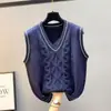 Chaleco de Punto de Talla Grande para Primavera/Otoño Ropa Exterior Suéter para Superponer Mujer Cuello en V Holgado Mangas Murciélago Sin Mangas Chaleco Jersey