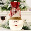 Suprimentos de Decoração de Natal Haobei Botões de Linho Xadrez Conjunto de Garrafa de Vinho Desenho Animado Papai Noel Boneco de Neve Saco para Garrafa de Vinho Conjunto de Vinho Tinto