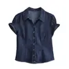 Ropa de Moda Europea y Americana Transfronteriza, Camisa de Manga Corta con Solapa Casual Retro de Moda Más Vendida en Aliexpress