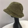 Sombrero de pescador de pana para otoño e invierno para mujer, estilo Hepburn, parte delantera larga y parte trasera corta, sombrero de ala enrollada para el sol, venta al por mayor de ala grande