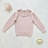 Novo Suéter Bordado Infantil Virgilkids Estilo Coreano Jaqueta Suéter Bordada Infantil com Saia Damasco