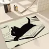 Tapete de Chão Absorvente Secagem Rápida Gatinho Desenho Animado Banheiro Terra de Diatomáceas Vaso Sanitário Entrada do Banheiro Tapete Antiderrapante Tapete de Entrada