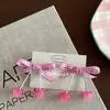 Pinza para el pelo de cereza dulce estilo coreano, Lazo rosa a cuadros lindo para el pelo, Banda para el pelo de cola de caballo para niños, Pinza para el pelo trenzada de cola de golondrina