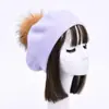 Boina Nueva de Color Sólido con Pompón Mezcla de Lana Moda Cómoda Gorro Pullover Doble Capa Cálido Gorro de Punto Sencillo