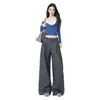 Pantalones Casuales de Traje de Pierna Ancha Sueltos con Diseño de Pliegues Estilo Retro Americano Nuevo para Mujer 2026