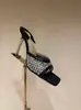 Sandálias de Salto Alto Quadradas com Strass Estilo Novo 2026 para Mulheres, Salto Fino, Bico Aberto, Modernas e Versáteis, Adequadas para Casamentos e Banquetes