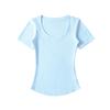 [waist mine t] camiseta básica de manga corta con cuello en forma de corazón de melocotón que estiliza los hombros, nueva camiseta interior para primavera y verano 2025