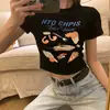 Camiseta de Manga Corta Ajustada para Mujer con Estampado de Dibujos Animados y Anime Americano Verano 2026 Nuevo Top Corto Ajustado Retro