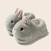 Pantuflas de Algodón para Niñas Lindas Bolas de Leche Conejito Pequeño Uso en Casa Invierno Felpa Suela Suave Cálidas Pantuflas para Bebés Padre-Hijo