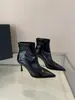 Botas Martin Botines para Mujer 2026 Otoño e Invierno Botas Elásticas Ajustadas Punta Fina Tacón de Aguja Marrón Botines Individuales Botas de Moda