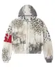 Moletom com Capuz para Casal de Marca de Moda de Rua Y2K Estilo Europeu e Americano Transfronteiriço, Jaqueta com Zíper Camuflada Floral Retrô Americana