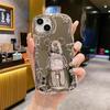 Espelho galvanizado para Apple 16PRO capa de telefone com suporte de urso violento iPhoneXR/11 capa macia criativa simples