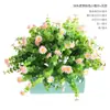 Simulação transfronteiriça flor falsa eucalipto camélia simulação rosa planta verde buquê flor de plástico decoração de parede de planta