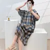 Camisón de verano de algodón y seda, bonito y holgado, para primavera y otoño, fino, de algodón artificial, de manga corta, talla grande