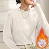 Camiseta de Forro Polar para Mujer Estilo 2026 para Primavera, Otoño e Invierno, Moda y Sencilla, Cuello Redondo, Corte Ajustado, Moldeadora de Cuerpo, Top Base