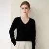 Camisa base de malha feminina de alta costura pronta para usar, 100% cashmere puro, decote V, corte solto, modeladora, suéter grosso, macio e amigo da pele