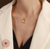 Pendientes de oro de 18 quilates con cadena de clavícula y collar cuadrado geométrico de estilo francés Marka