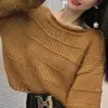 Nuevo Suéter de Punto Corto Holgado de Cuello Redondo con Diseño Perezoso Estilo Coreano Otoño/Invierno 2025