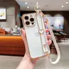 Corazón Electrochapado Adecuado para iPhone16Promax Soporte de Pulsera Apple 15 con Correa Cubierta Protectora Simple Transfronterizo