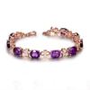 Pulseira de diamante trevo de quatro folhas em forma de gota temperamento gancho de orelha roxo gema anel de diamante rosa ouro clavícula terno de corrente