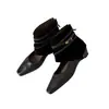 Botines retro cuadrados de 4 cm para mujer con aumento interno de altura, correas trenzadas, tacón bajo, punta fina, estilizan y son versátiles