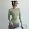 Temporada Nude Feel Secado Rápido Ropa de Yoga para Mujer Adelgazante Transpirable Camiseta Deportiva para Correr Entrenamiento Fitness Top de Manga Larga