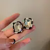 Pendientes Cuadrados Rectangulares de Plata Europea y Americana Incrustados con Diamantes, Pendientes Personalizados de Moda Elegantes, Estilo Casual, Pendientes Simples y Versátiles