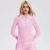 Conjunto Esportivo Caijue Amazon para Mulheres, Camisa Polo Falsa de Duas Peças, Saia de Golfe de Secagem Rápida de Manga Longa, Conjunto de Tênis