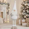 Nueva Muñeca de Pie Tejida de Navidad en Esquema de Colores Blanco y Marrón, con Piernas Largas Extensibles, Gnomo, Muñeco de Nieve, Reno Decoración Festiva