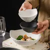 Louça de Cerâmica Leve Luxo Prato de Baleia Tigela Doméstica Estilo Japonês Padrão de Pedra Prato Preto e Branco Sensação Avançada Prato de Cor Sólida Tigela de Cerâmica