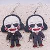 Aretes de madera de Halloween transfronterizos Personajes de películas de terror europeas y americanas Aretes exagerados para las fiestas Joyería de Amazon