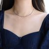 XL490 Ballena Lluvia Joyería Encaje Perla Dorada Frijol Collar Sentido Avanzado Superpuesto Cadena para Clavícula Europea y Americana Grano de Arroz Acero de Titanio
