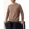 Suéter OT para Hombre Cuello Redondo Old Money, Suéter de Punto Base Casual Holgado Cálido Color Sólido Nuevo Otoño/Invierno para Hombre