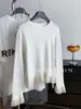 Camiseta Básica Informal de Encaje Patchwork Estilo Coreano para Mujer, Camiseta de Manga Larga de Terciopelo Delgado Perezoso Estilo Francés, Principios de Primavera 2026