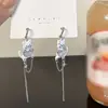 Pendientes de botón de gato estilo ins lindos japoneses y coreanos con pasador de plata S925 pendientes de cadena elegantes rosas para niña 7354