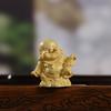 Escultura em Buxo do Buda Maitreya com Rosto Sorridente, Simbolizando Sorte, Prosperidade, Longevidade e Felicidade, em um Novo Estilo Chinês, Decoração de Casa em Madeira Maciça, Ornamento Portátil, Decoração de Mesa