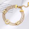 Pulsera de acero inoxidable con cadena de 3 capas y protección de color de trébol, de comercio electrónico transfronterizo, popular en Europa y América.