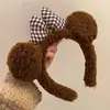 Lazo Dulce, Orejas de Oso Lindas, Diadema de Peluche para Mujer, Para Lavado Facial de Invierno, Diadema para Maquillaje, Accesorios para el Cabello Marrones de Moda