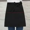 Garçom masculino e feminino avental preto curto hotel restaurante restaurante ocidental café cozinha meia cintura