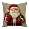 Funda de Almohada Navideña Estilo Nórdico Transfronteriza para Todas las Estaciones Funda de Cojín Atmósfera Navideña Funda de Almohada de Lino Navideño