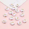 Cuentas de Acrílico 4*7mm Fondo Blanco Inglés Letra Dorada Letra Única Cuentas Planas DIY Accesorios para Joyería de Educación Temprana para Niños