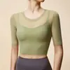 Roupas de yoga leves, com sensação de "quase nada", para mulheres, de secagem rápida, respiráveis, tops esportivos de manga curta e manga longa, tops de fitness, em estoque, direto do fabricante