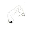 Plata de ley 925 minimalista ágata negra natural combinable cadena clavicular clásica elegante simple sentido de alta gama