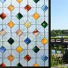 Estilo Retrô Sudeste Asiático Adesivo de Vidro Fosco Banheiro Cozinha Varanda Janela Isolamento Térmico Proteção Solar Película de Vidro Arco-Íris