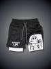 Shorts esportivos de verão masculinos, secagem rápida, respirável, camada dupla, anti-corrida, falso, duas peças, fitness, corrida, shorts