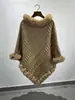 Otoño e invierno transfronterizo europeo y americano nuevo estilo cuello de imitación de piel de conejo chal capa talla grande mujer suéter de punto pullover abrigo top