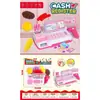 Juguetes de Juego de Imitación para Niños Caja Registradora de Supermercado Juego de Frutas, Verduras y Dulces Modelo de Mostrador de Caja de Tienda de Conveniencia Mini