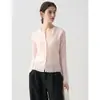 26 Principios de Otoño 100% Lana Merino Australiana Elegante Sencillo Cuello Redondo Suéter de Lana para Mujer Manga Larga Cárdigan de Punto Ligero